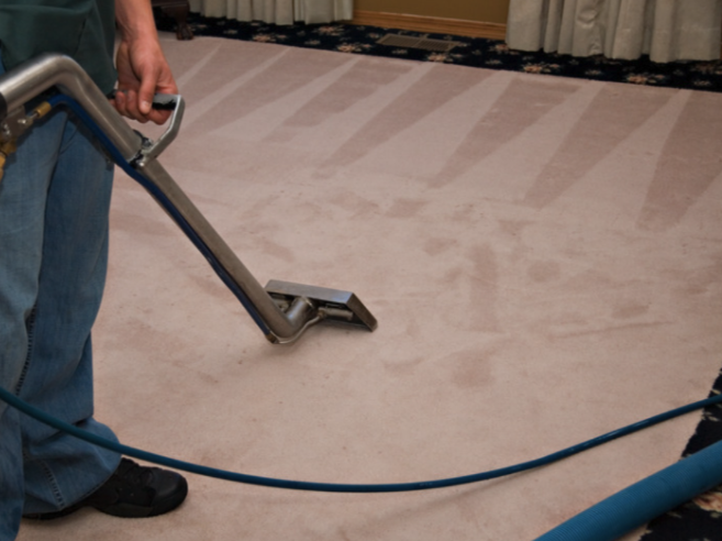Carpet steam cleaning wand lifting stains from carpet